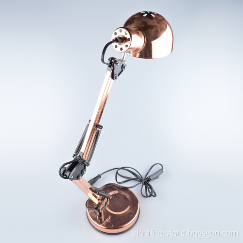 Metal Foldable Long Arm Folding Metal Desk Lamp Online Switch Table Lighting With Shade Bulb Base Lamp